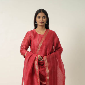 Elegant Linen Silk Handloom Plain Kurta Set 08