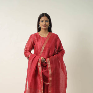 Elegant Linen Silk Handloom Plain Kurta Set 08