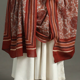Maroon - mul cotton dabu bagru dupatta 15 - handcrafted