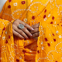 Orange - Kutch Tie & Dye Cotton Bandhani Dupatta 02