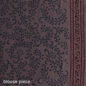 Handwoven Merino Wool Natural Dyed Hand Block Bagh Print Saree 04
