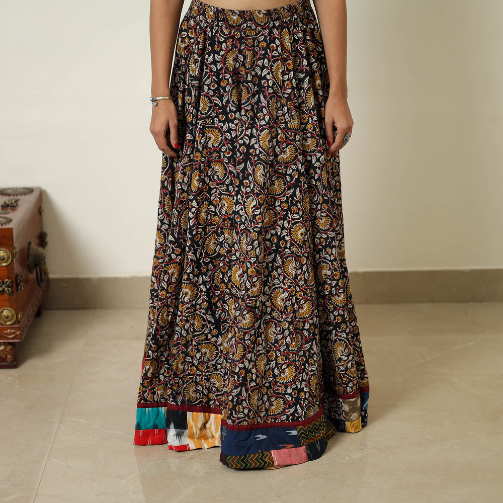 Multicolor - Hand Block Printed Cotton Long Bagru Skirt 16