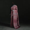 Handwoven Merino Wool Natural Dyed Hand Block Bagh Print Saree 03