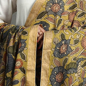 Yellow - mangalagiri cotton handpainted pen work kalamkari