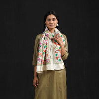 Beige - Handloom Silk Bengal Kantha Work Stole 67