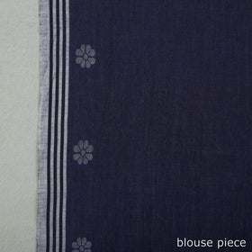 Blue - handloom cotton phulia jamdani saree with tassels 30