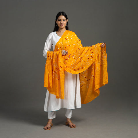 Orange - Kutch Tie & Dye Cotton Bandhani Dupatta 03