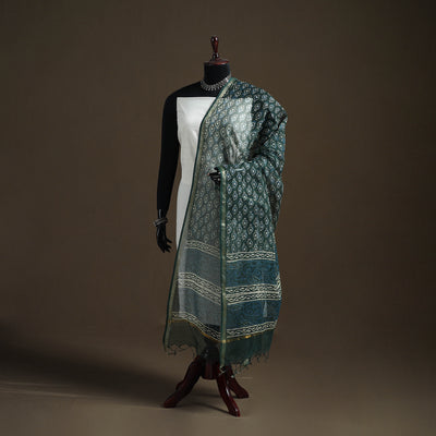 Pipad Hand Block Print Natural Dyed Kota Doria Cotton Dupatta 07