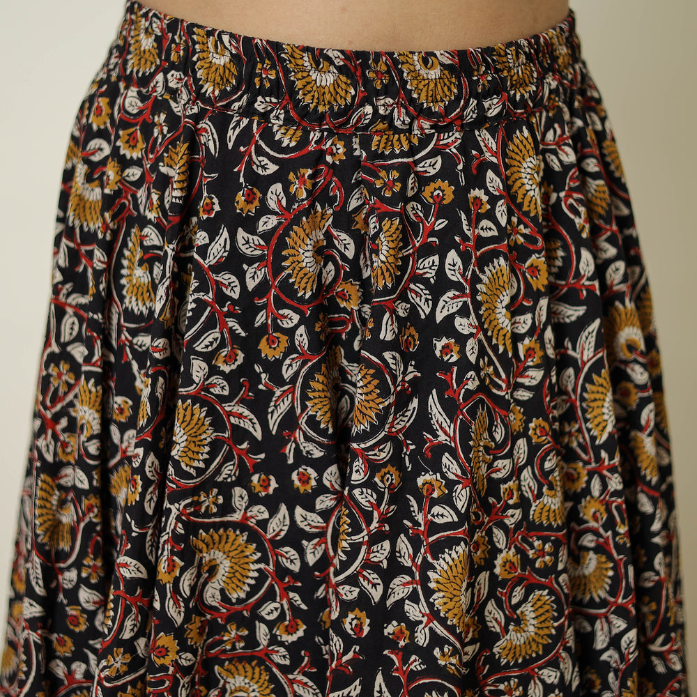 Multicolor - Hand Block Printed Cotton Long Bagru Skirt 16