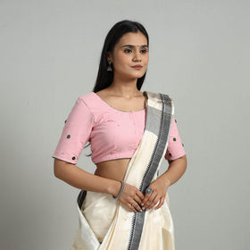Pink - Hand Embroidery Cotton Blouse 04