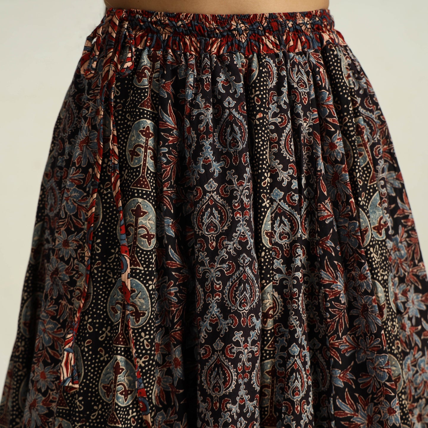 Black - Kutch Block Printed 24 Kali Cotton Long Skirt 19