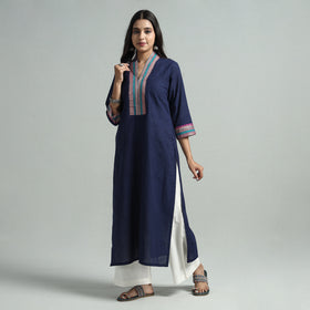 Navy Blue - Dharwad Cotton Straight Kurta