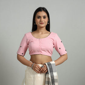 Pink - Hand Embroidery Cotton Blouse 04