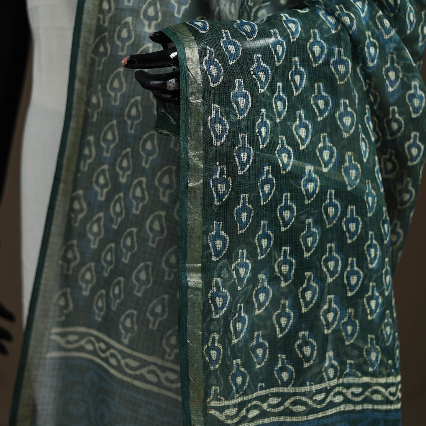 Pipad Hand Block Print Natural Dyed Kota Doria Cotton Dupatta 07