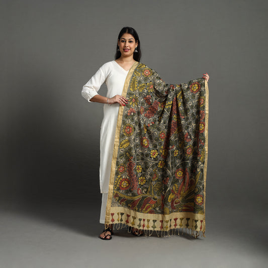 Mangalagiri Cotton Handpainted Pen Work Kalamkari Dupatta 28