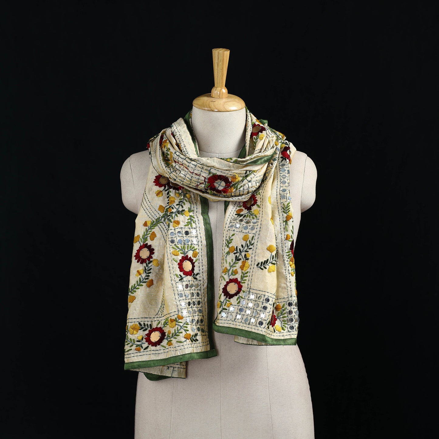 Ranihati Chanderi Silk Hand Embroidered Stole 67