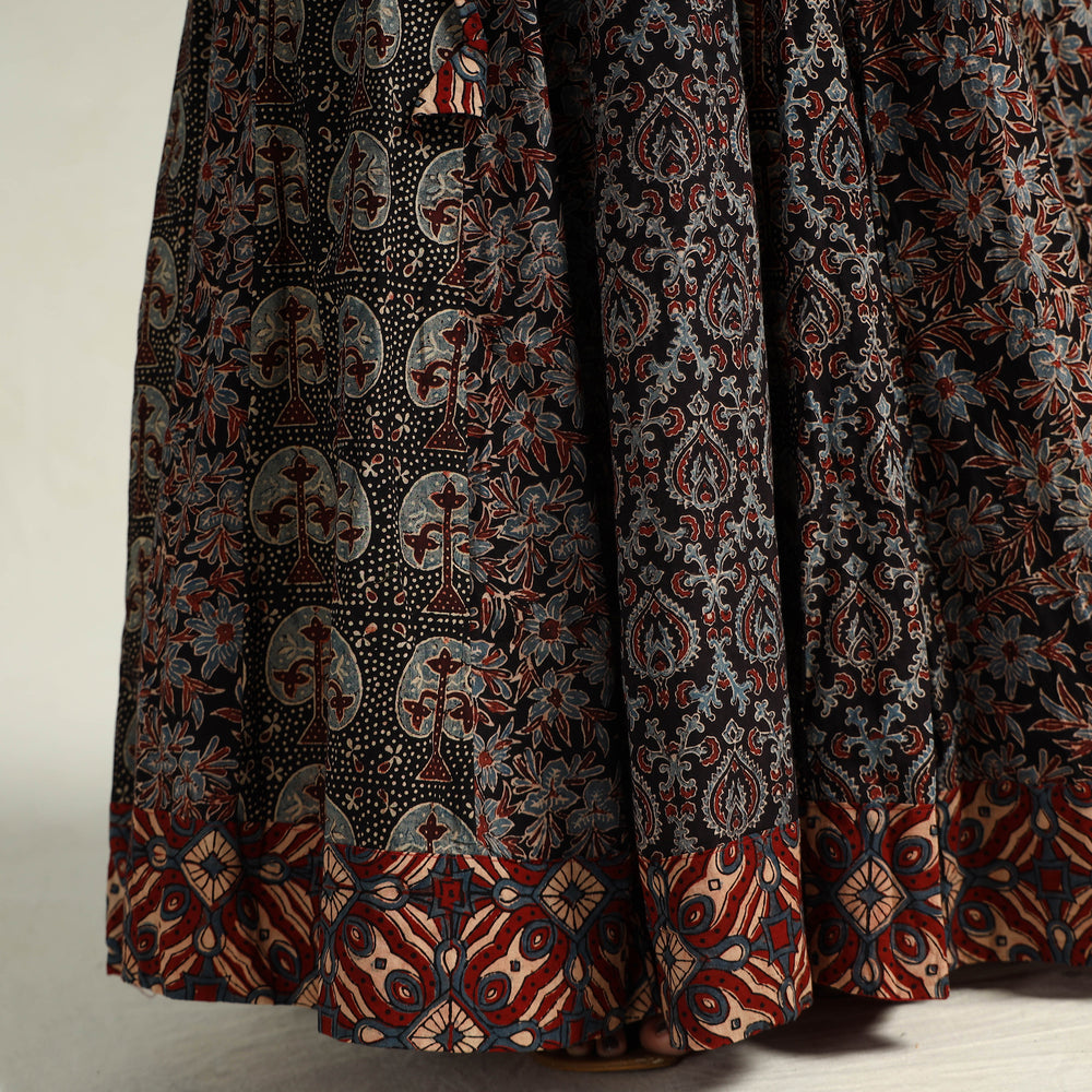 Black - Kutch Block Printed 24 Kali Cotton Long Skirt 19