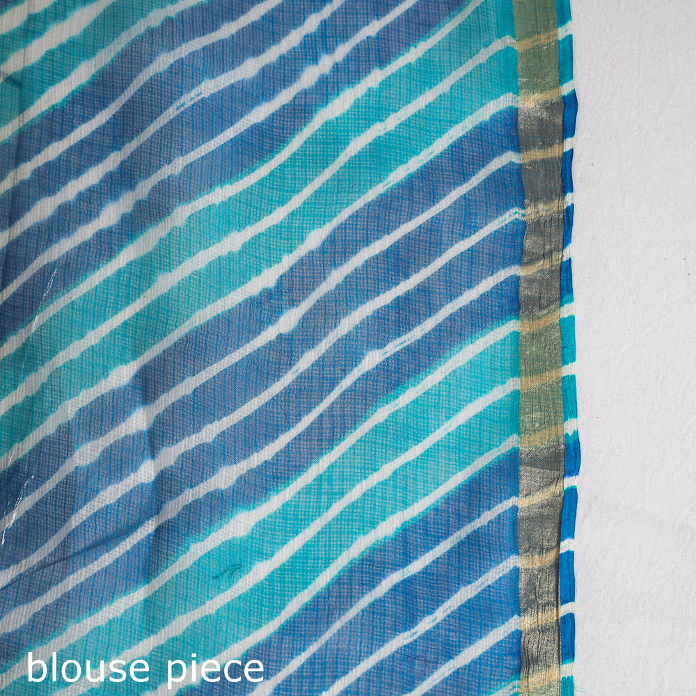 Blue - Leheriya Tie-Dye Kota Doria Silk Saree