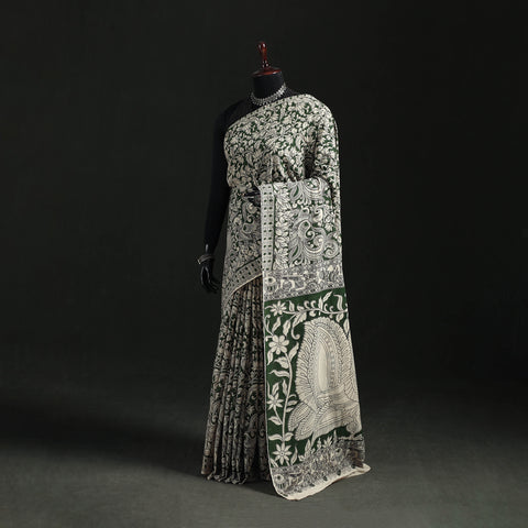 Beige - Kalamkari Printed Cotton Saree 26