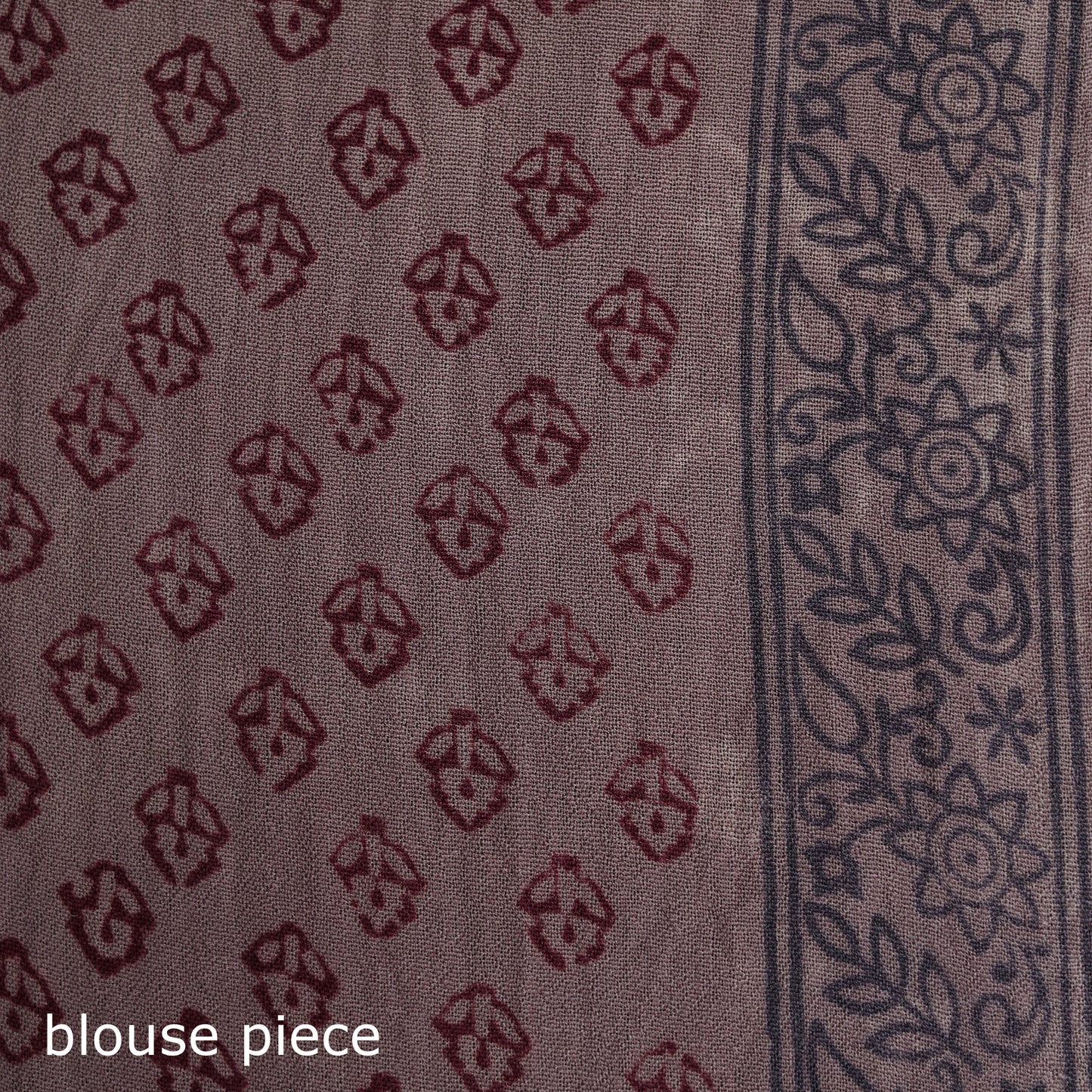 Handwoven Merino Wool Natural Dyed Hand Block Bagh Print Saree 03