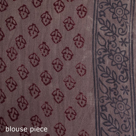 Handwoven Merino Wool Natural Dyed Hand Block Bagh Print Saree 03