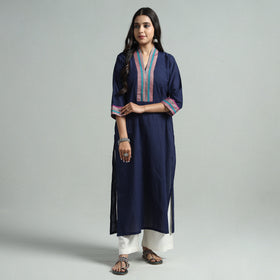 Navy Blue - Dharwad Cotton Straight Kurta