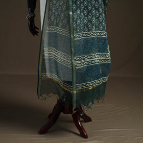 Pipad Hand Block Print Natural Dyed Kota Doria Cotton Dupatta 07