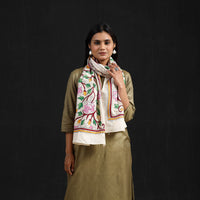 Beige - Handloom Silk Bengal Kantha Work Stole 69