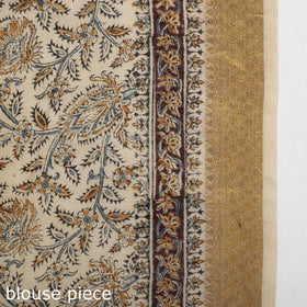 Brown Original Pedana Kalamkari Block Print Chanderi Silk Saree