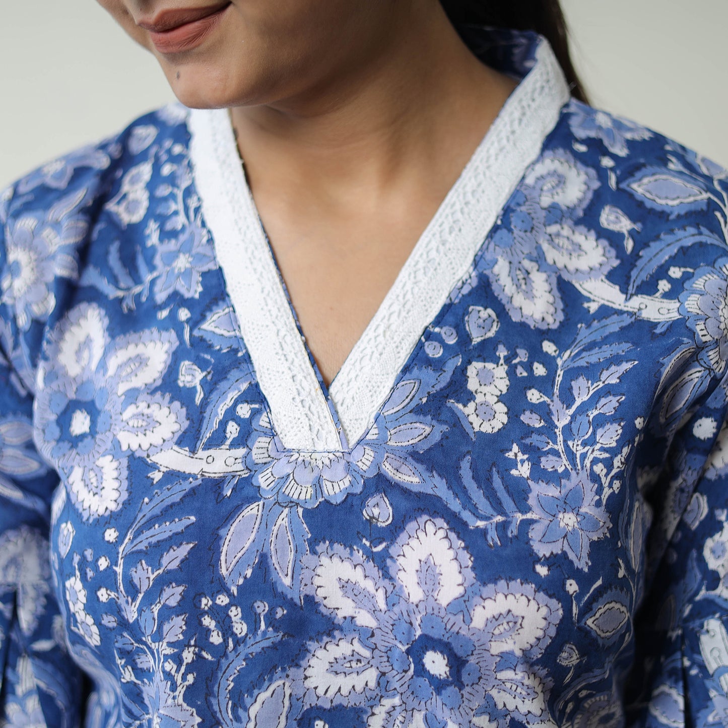 Blue - Block Printed Cotton Sanganeri Co-Ord Set 01