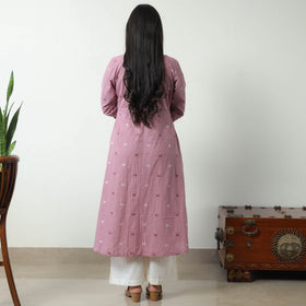 Purple - Jacquard Cotton A-Line Kurta 01