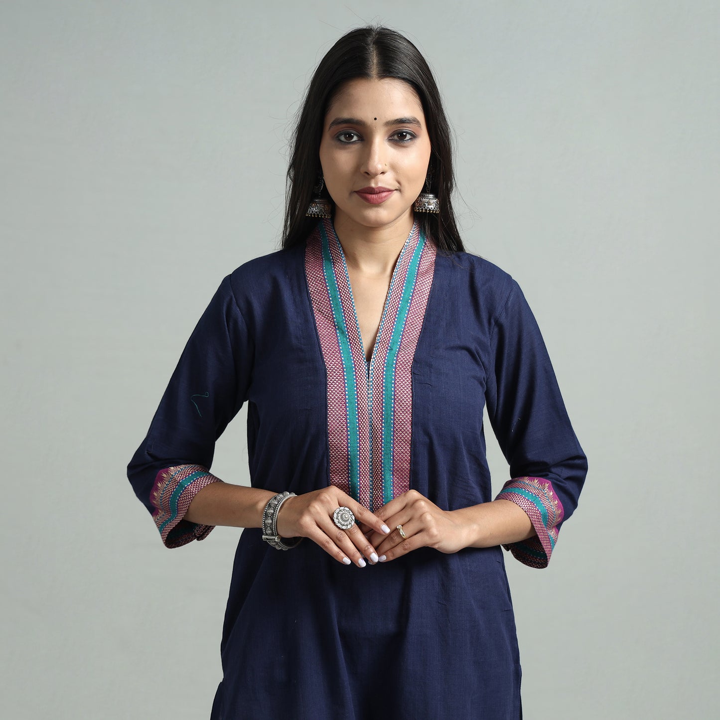 Navy Blue - Dharwad Cotton Straight Kurta