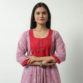Purple - Jacquard Cotton A-Line Kurta 01