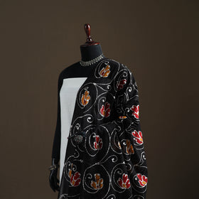 Brown - hand batik print cotton dupatta 43 - handcrafted