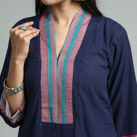 Navy Blue - Dharwad Cotton Straight Kurta