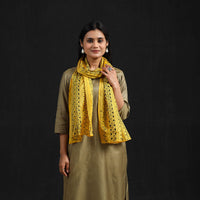 Yellow - Handloom Tussar Silk  Bengal Kantha Work Stole 70