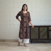 Brown - Tie & Dye Cotton Straight Shibori Kurta 05