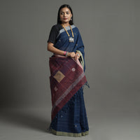 Blue - Srikakulam Jamdani Handspun Handloom Cotton Saree 27