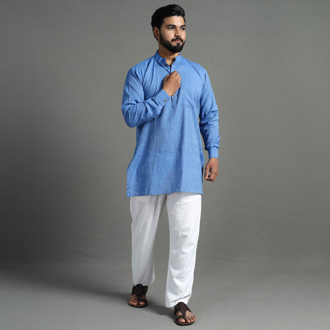 Plain Handloom Cotton Men Short Kurta