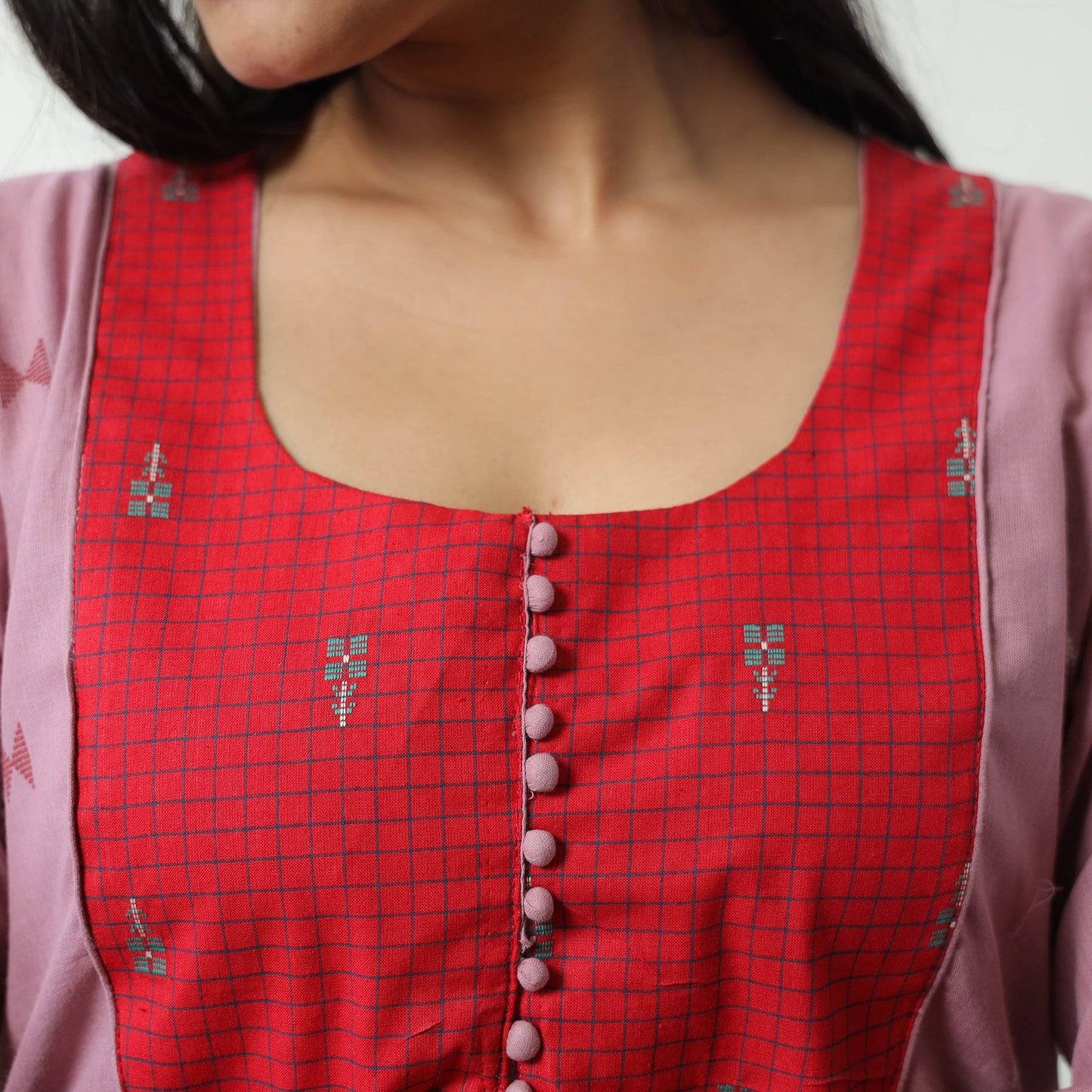 Purple - Jacquard Cotton A-Line Kurta 01