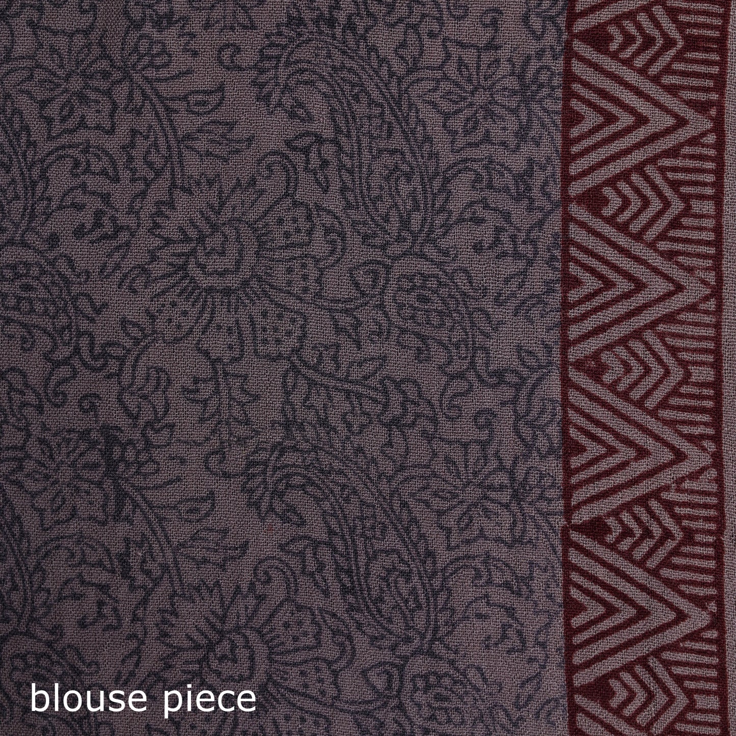 Handwoven Merino Wool Natural Dyed Hand Block Bagh Print Saree 02