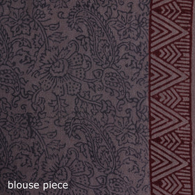 Handwoven Merino Wool Natural Dyed Hand Block Bagh Print Saree 02