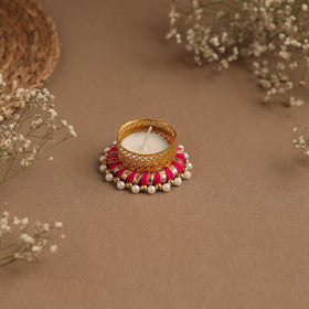 Handmade gota & bead work tealight candle holder 15