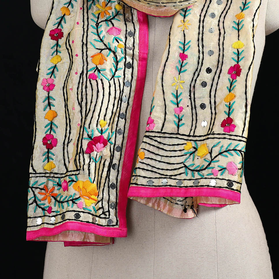 Ranihati Chanderi Silk Hand Embroidered Stole 74