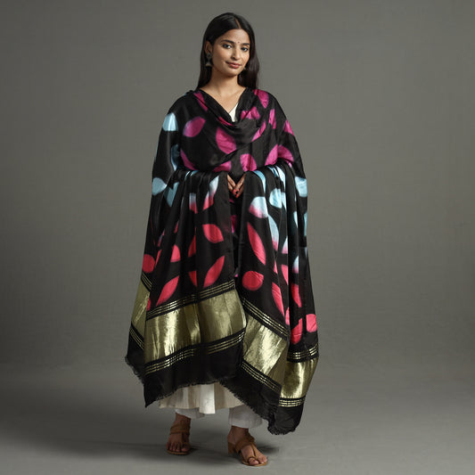 Multicolor - Shibori Clamp Dyed Modal Silk Dupatta with Zari Border 31