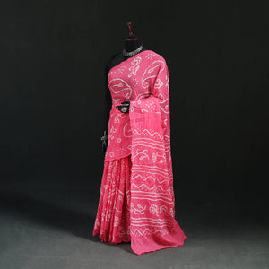 Pink - Kutch Bandhani Tie-Dye Cotton Saree 77