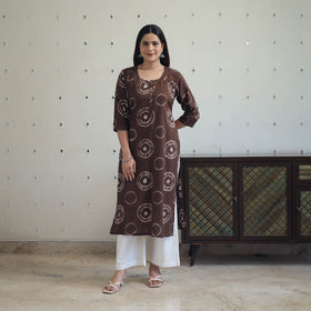 Buy Brown Tie & Dye Cotton Straight Shibori Kurta