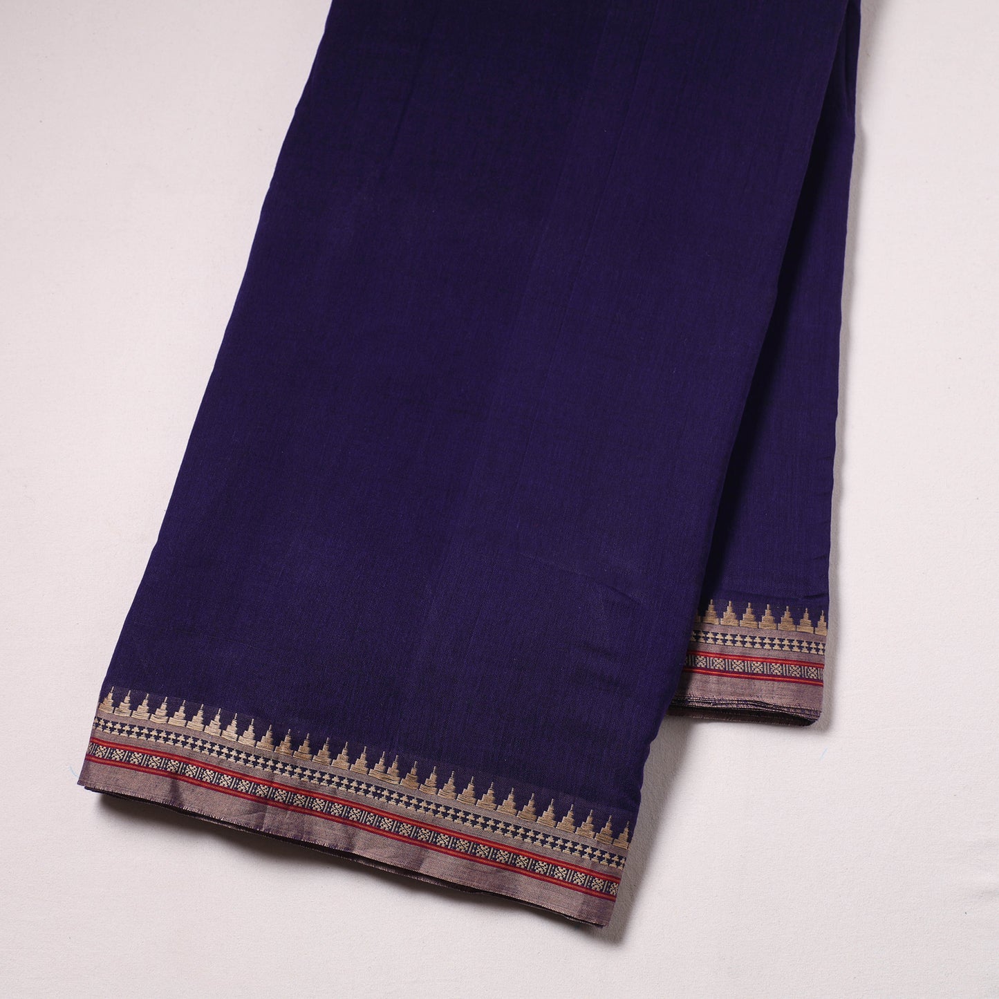Blue Thread Border Dharwad Cotton Fabric