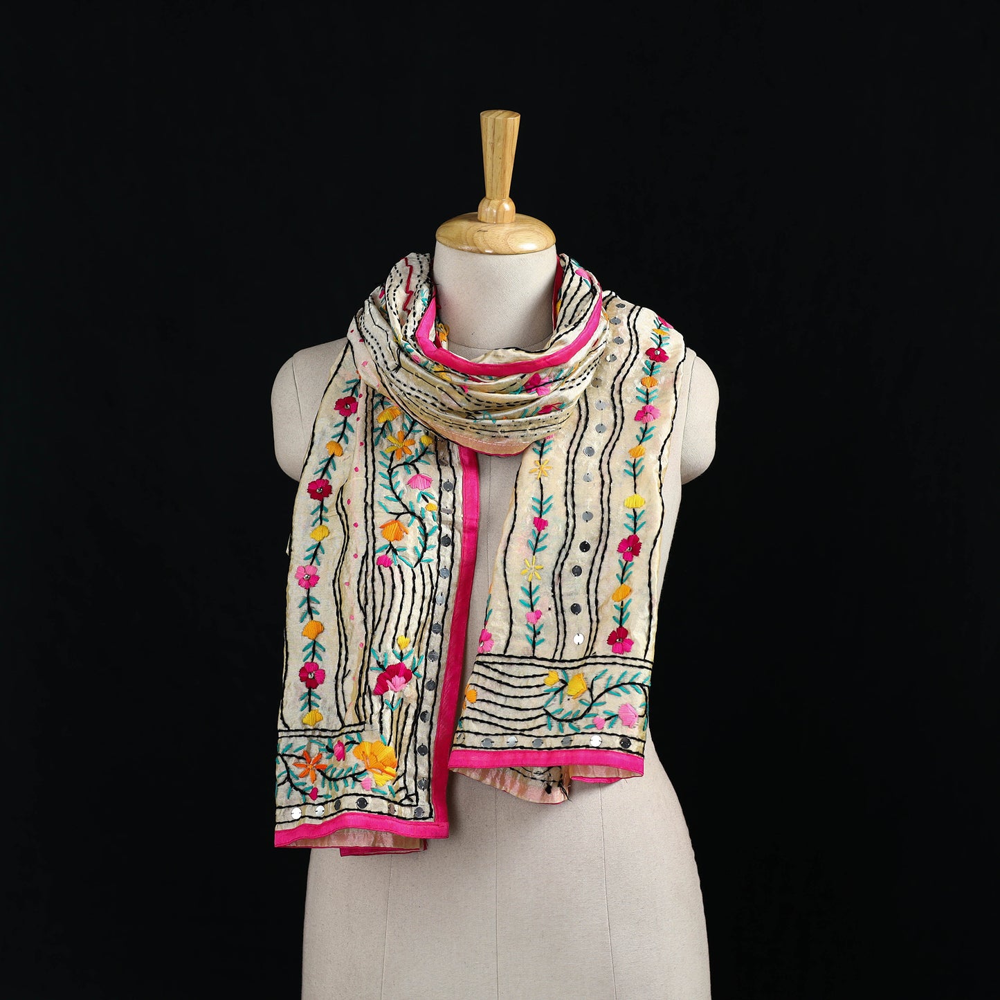 Ranihati Chanderi Silk Hand Embroidered Stole 74