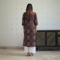 Brown - Tie & Dye Cotton Straight Shibori Kurta 05